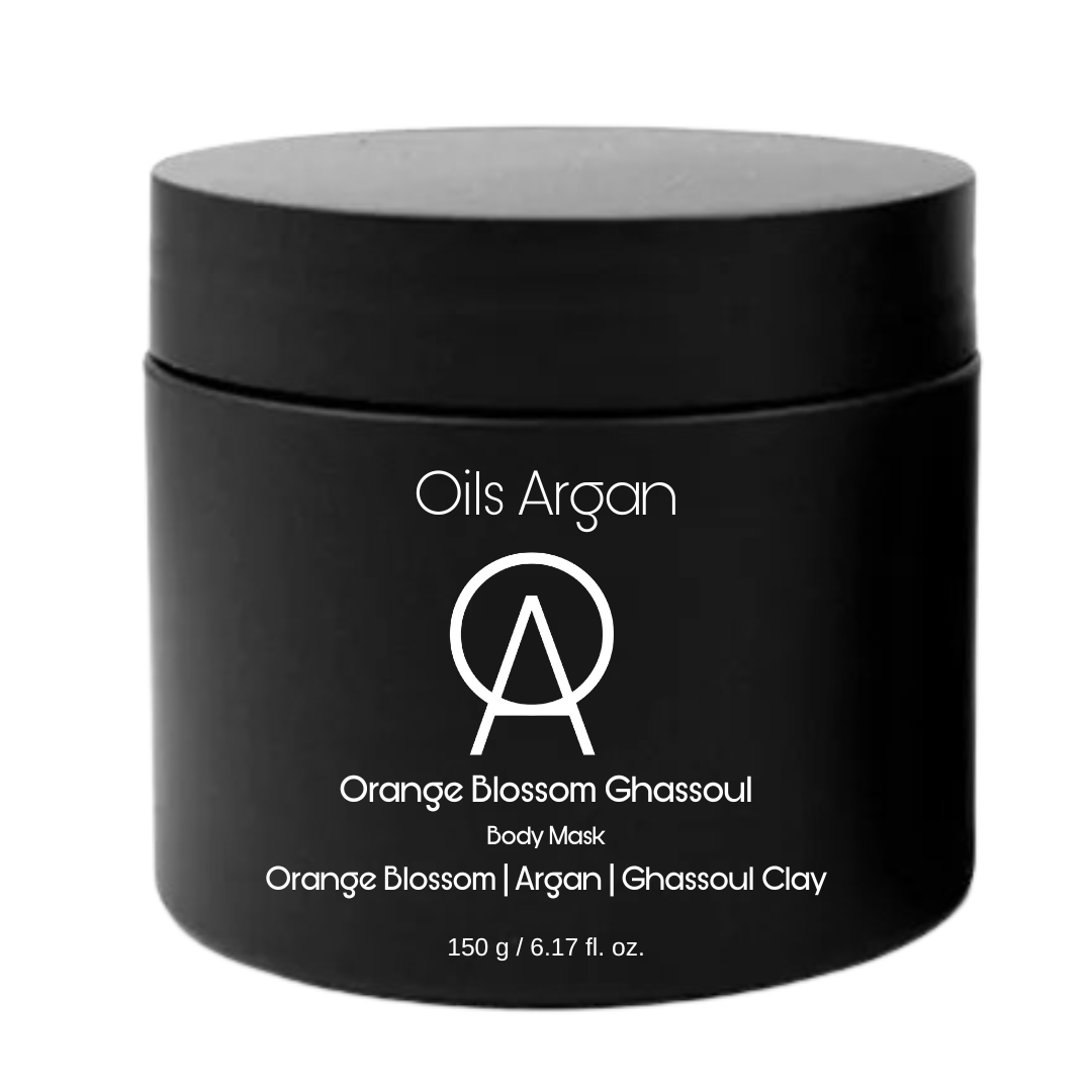 Orange Blossom Ghassoul is composed of many nourishing antioxidant like iron, phosphorus, potassium, and zinc its mixture with argan oil, shea butter, honey, and orange blossom makes this formulation an excellent nourishing, soothing, moisturizing, and anti-aging purifying mask for your face & body.