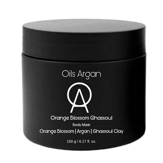 Orange Blossom Ghassoul is composed of many nourishing antioxidant like iron, phosphorus, potassium, and zinc its mixture with argan oil, shea butter, honey, and orange blossom makes this formulation an excellent nourishing, soothing, moisturizing, and anti-aging purifying mask for your face & body.